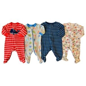 Baby Boy 0/3 Months Footed Sleepers Outfits Zipper Pajamas Clothes Lot Monsters